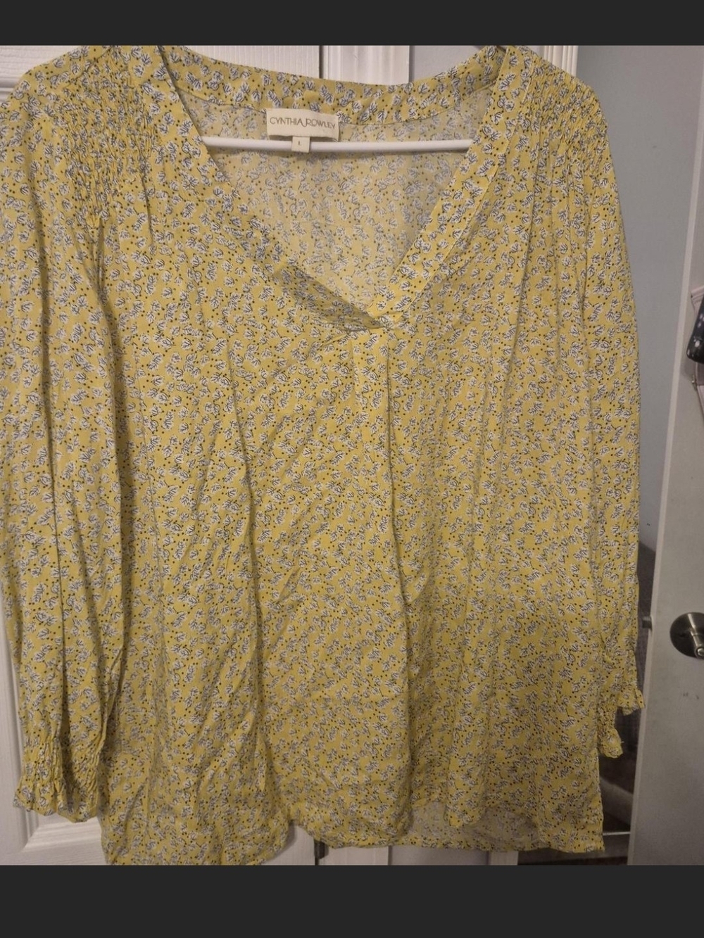 Cynthia Rowley Yellow Ditsy Floral Blouse